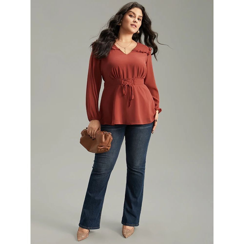 BloomChic Women’s Plus Size Rust Boho Blouse Long Sleeve Size 18/20 NWT - Picture 16 of 16